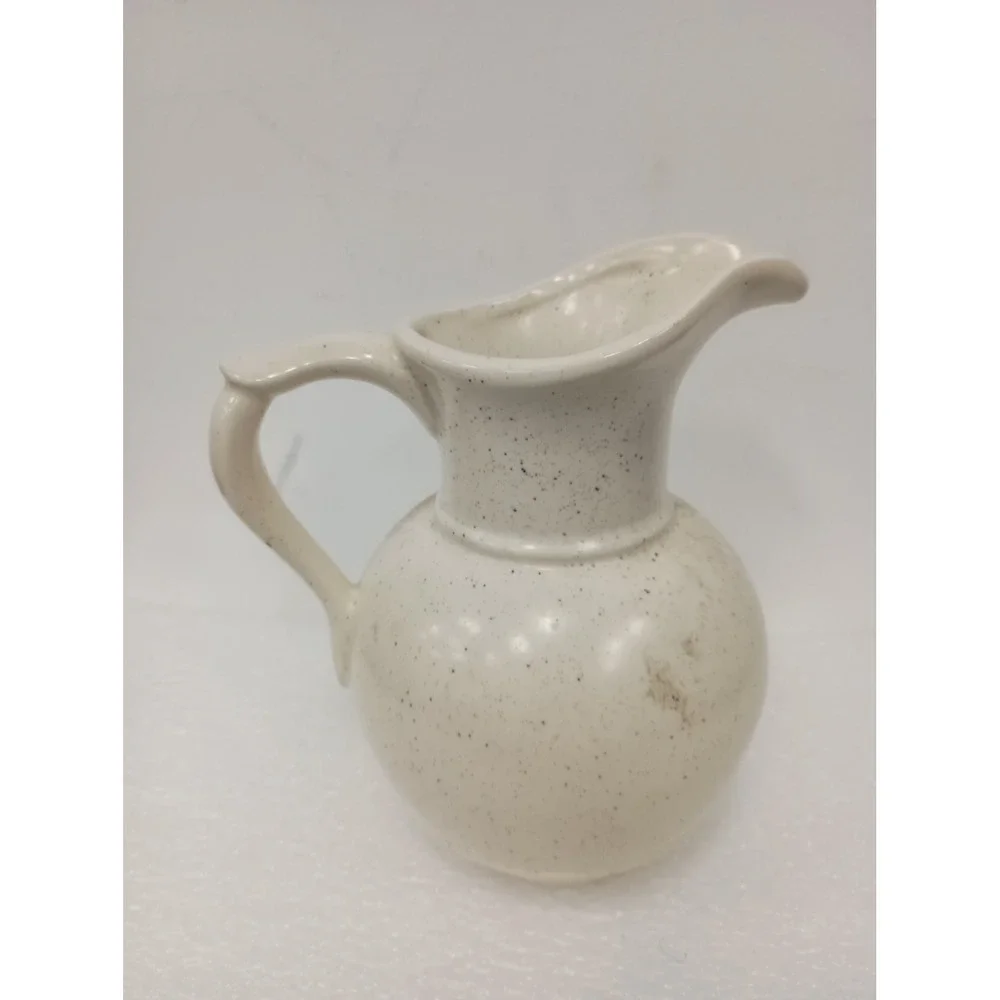 Vintage McCoy Pottery Floral Ceramic Pitcher Cream Red Flower Speckled Farmhouse